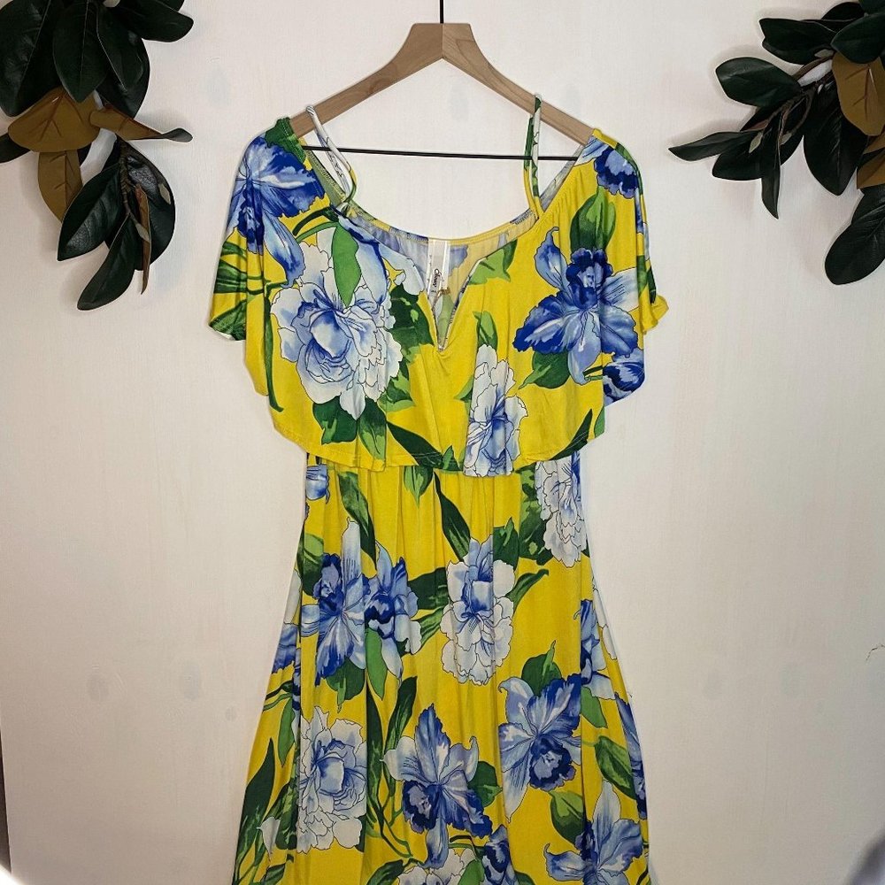 Cheeky Off the Shoulder Yellow Floral Maxi Dress